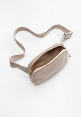 Large Faux Leather Crossbody Belt Bag, NATURAL, small