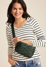 Large Camo Crossbody Belt Bag, GREEN, small