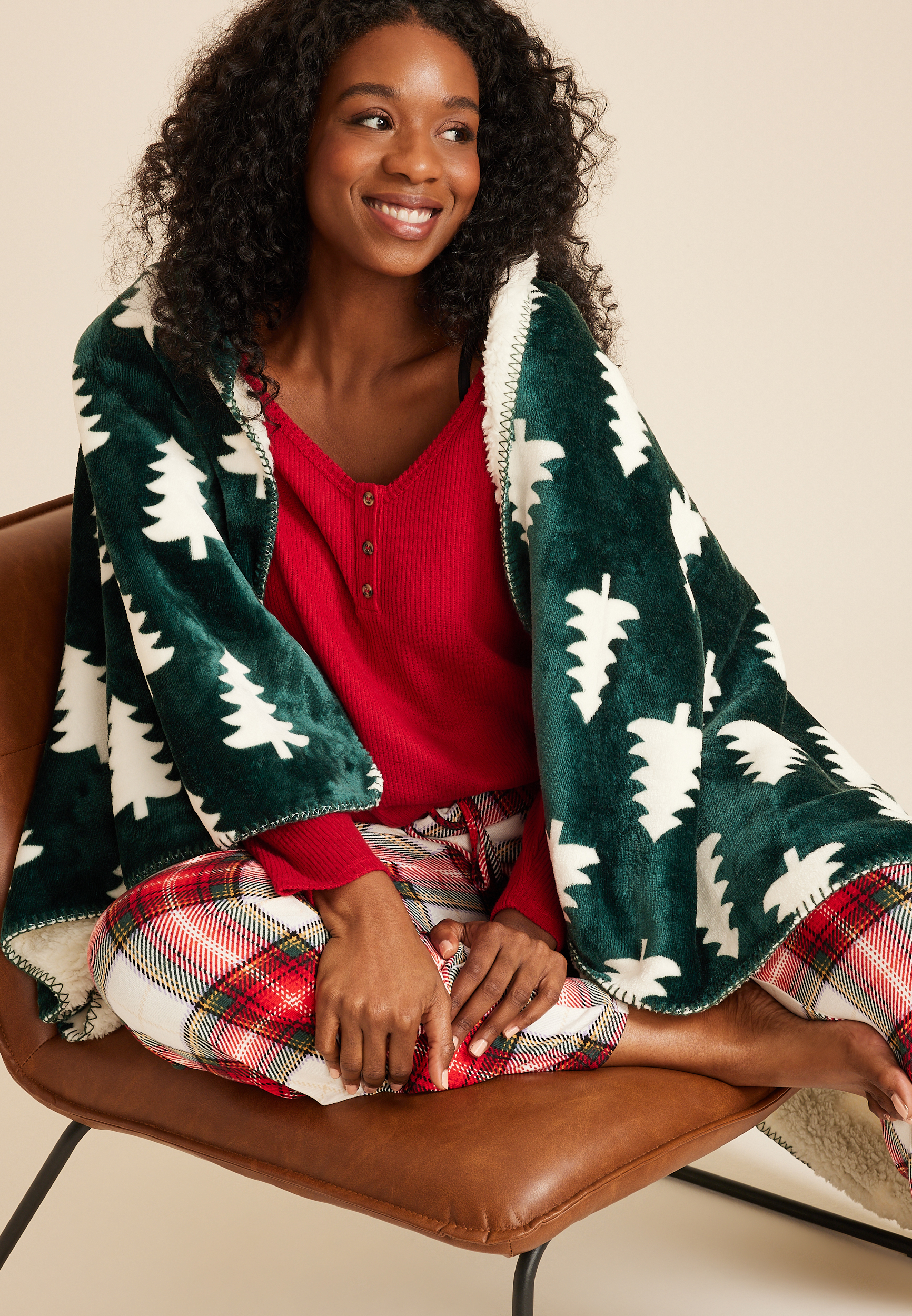 Fireside Sherpa Fleece Throw Blanket, C1612, large