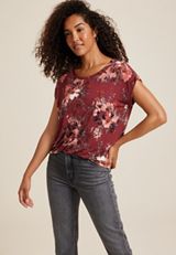 24/7 Clara Floral Short Sleeve Tee, C4695, small