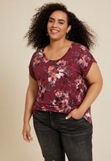 Plus Size 24/7 Clara Floral Short Sleeve Tee, C4695, small