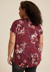 Plus Size 24/7 Clara Floral Short Sleeve Tee, C4695, small