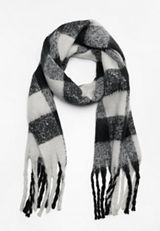 Brushed Black And White Plaid Scarf, C6113, small