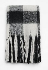 Brushed Black And White Plaid Scarf, C6113, small
