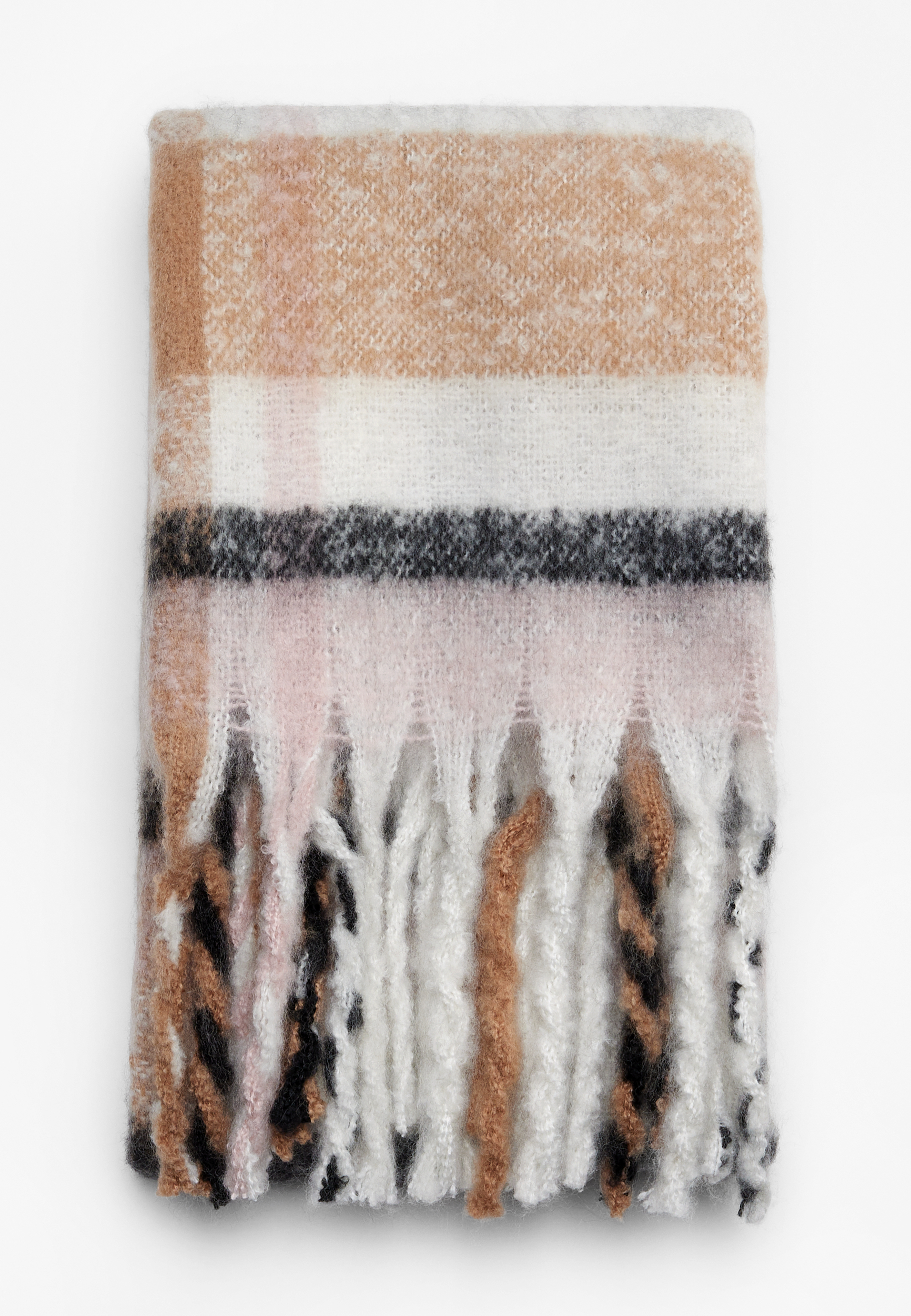 Brushed Neutral Plaid Scarf, NEUTRAL COMBO, large