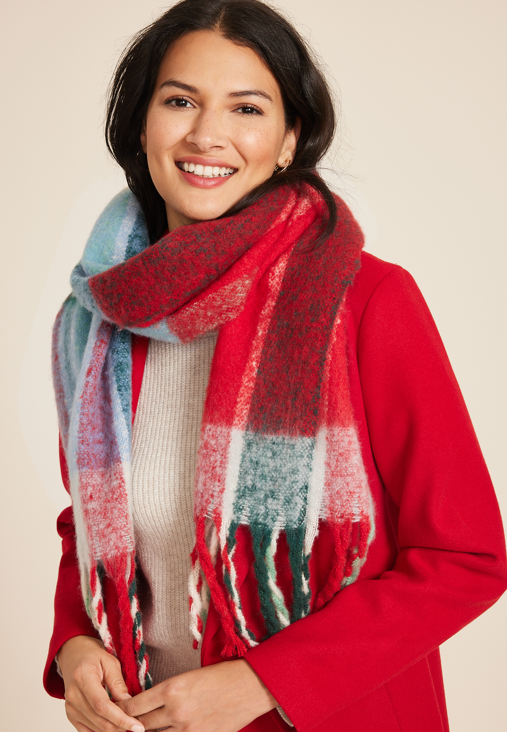 Brushed Multi Colored Plaid Scarf, C1524, large