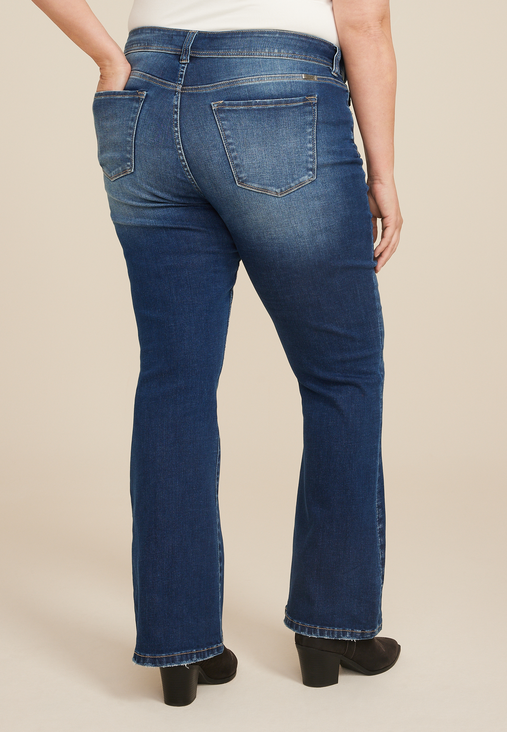 Plus Size KanCan&trade; Mid Rise Ripped Flare Jean, C258, large