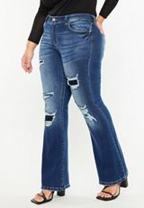 Plus Size KanCan&trade; Mid Rise Ripped Flare Jean, C258, small