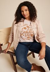 Plus Size Leaves Are Falling Coffee Is Calling Classic Fit Graphic Tee, C9752, small