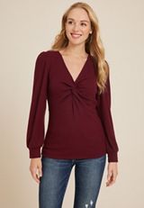 Ribbed Twist Front Top, BROWN RUBY, small