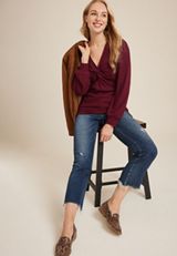 Ribbed Twist Front Top, BROWN RUBY, small