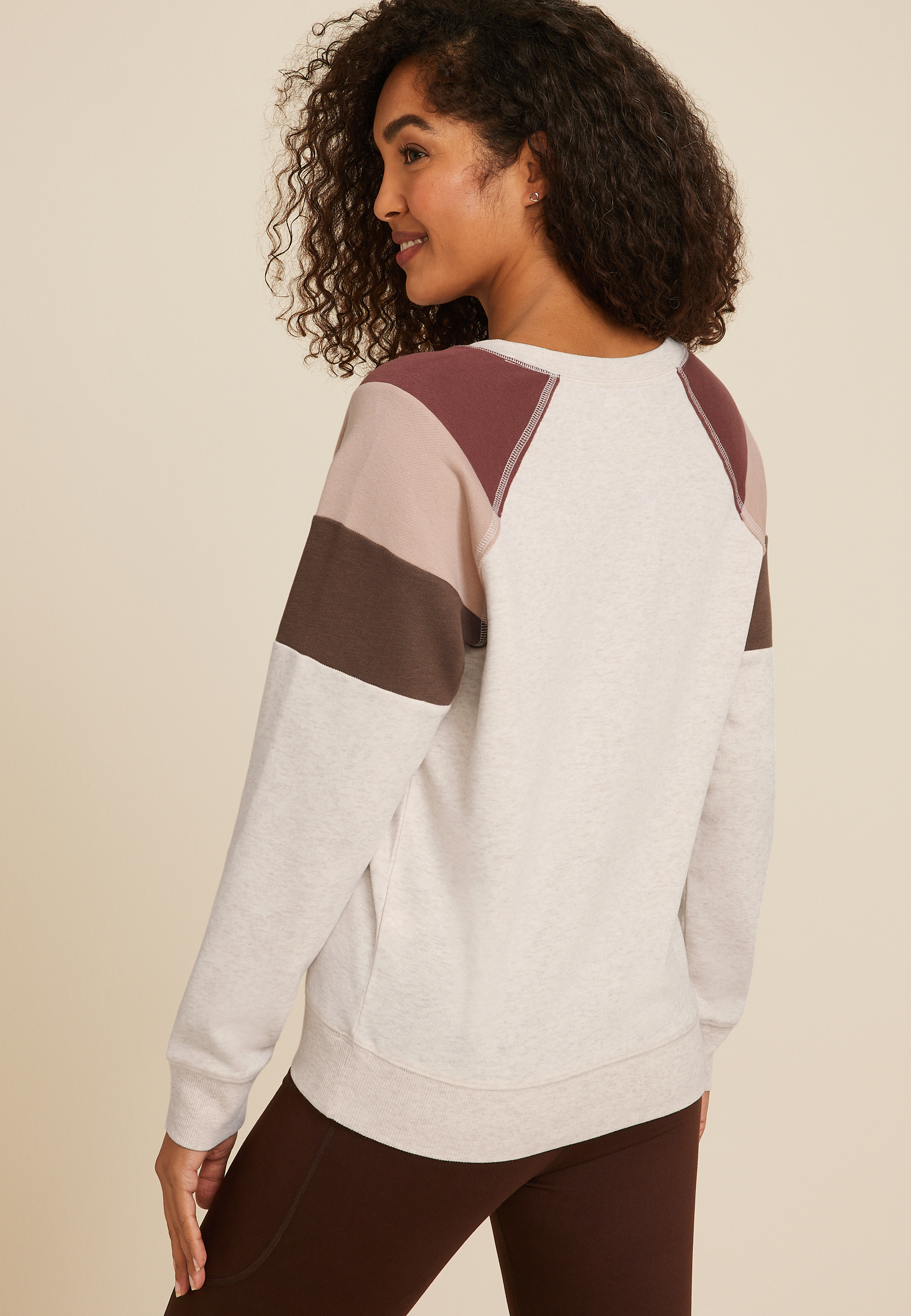 Colorblock Notch Neck Sweatshirt, C1008, large