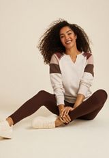 Colorblock Notch Neck Sweatshirt, C1008, small