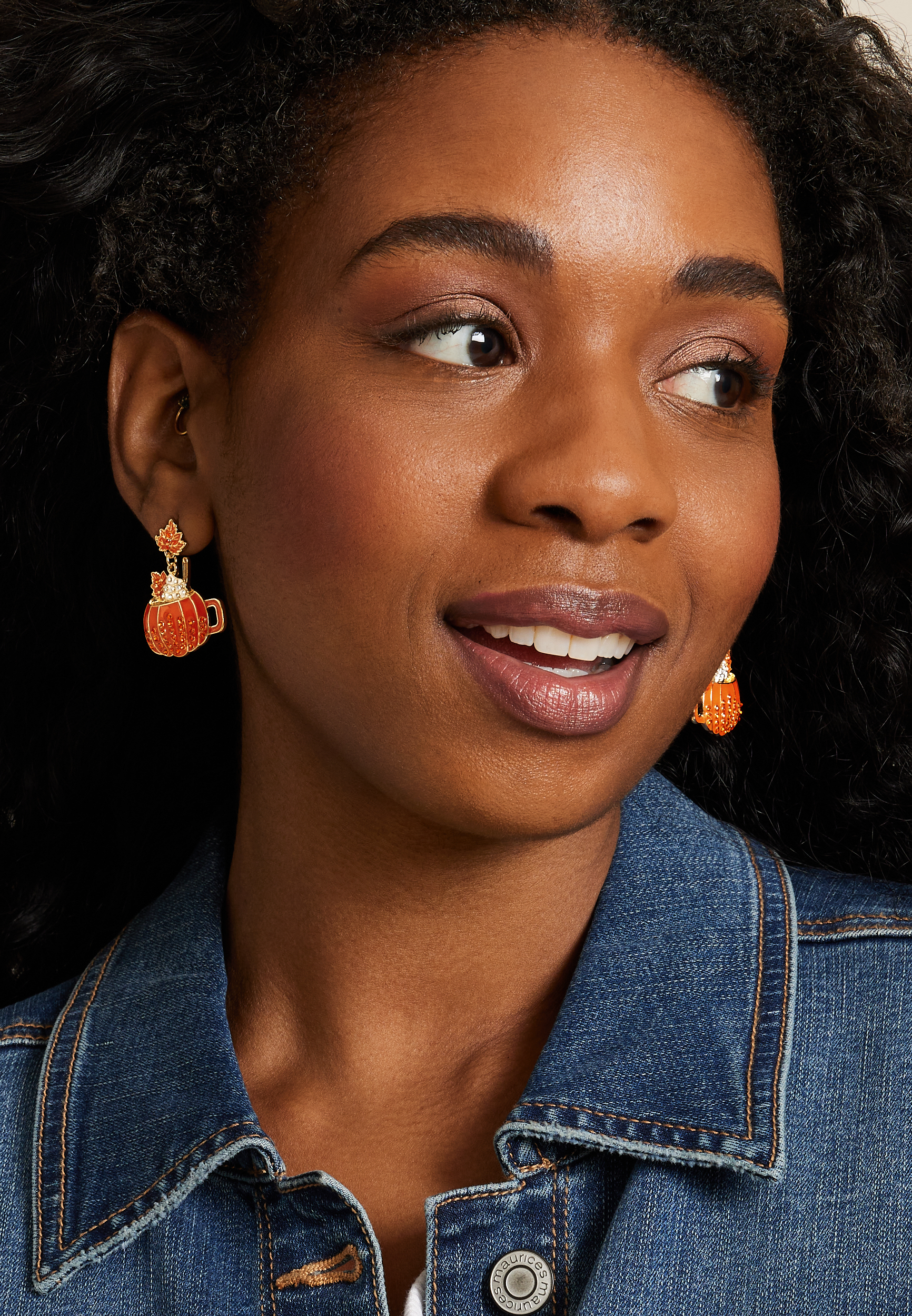 Pumpkin Latte Drop Earrings, ORANGE, large