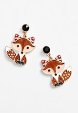 Fox Drop Earrings, BROWN, small