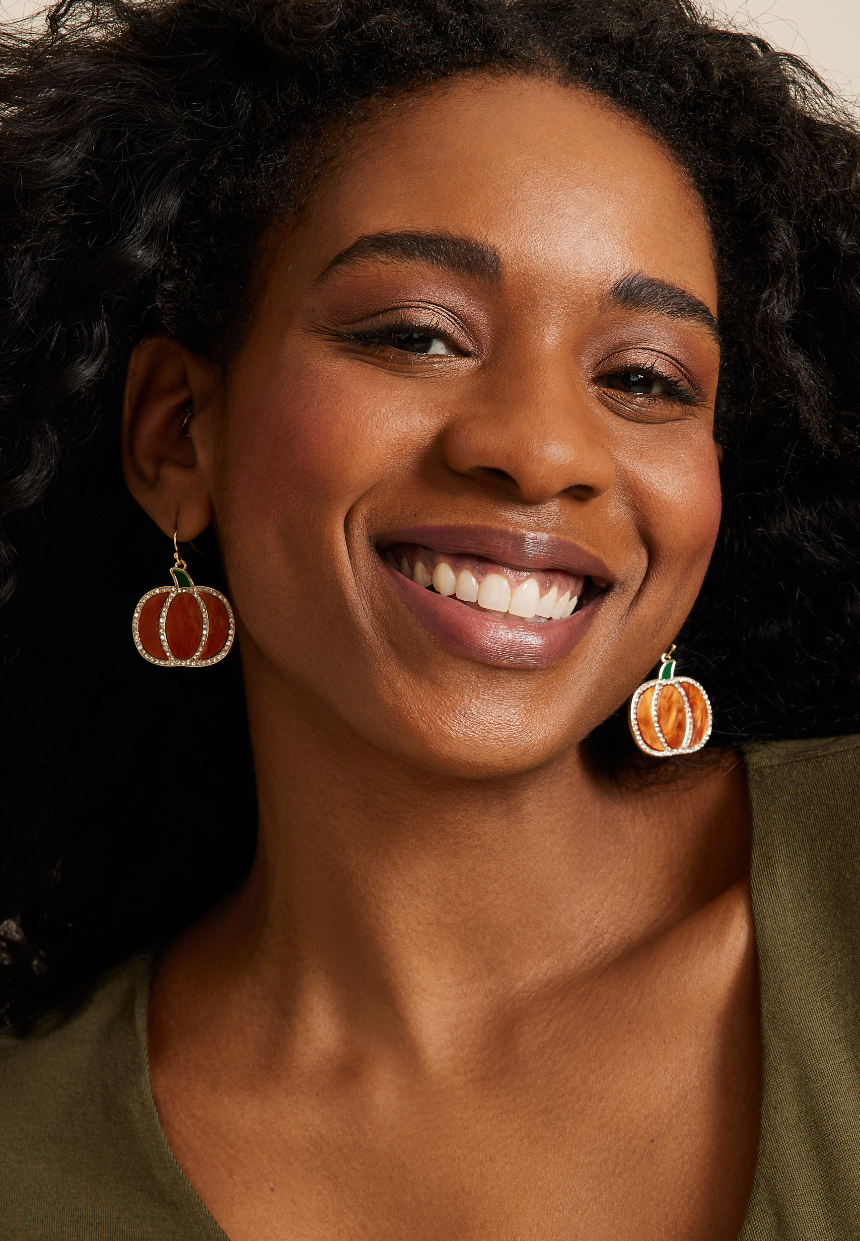 Resin Pumpkin Drop Earrings, C250, large
