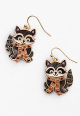 Raccoon Drop Earrings, C1524, small
