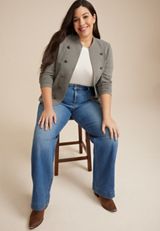 Plus Size Patch Pocket High Rise Wide Leg Jean, , small
