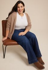 Plus Size Dark High Rise Wide Leg Jean, , small