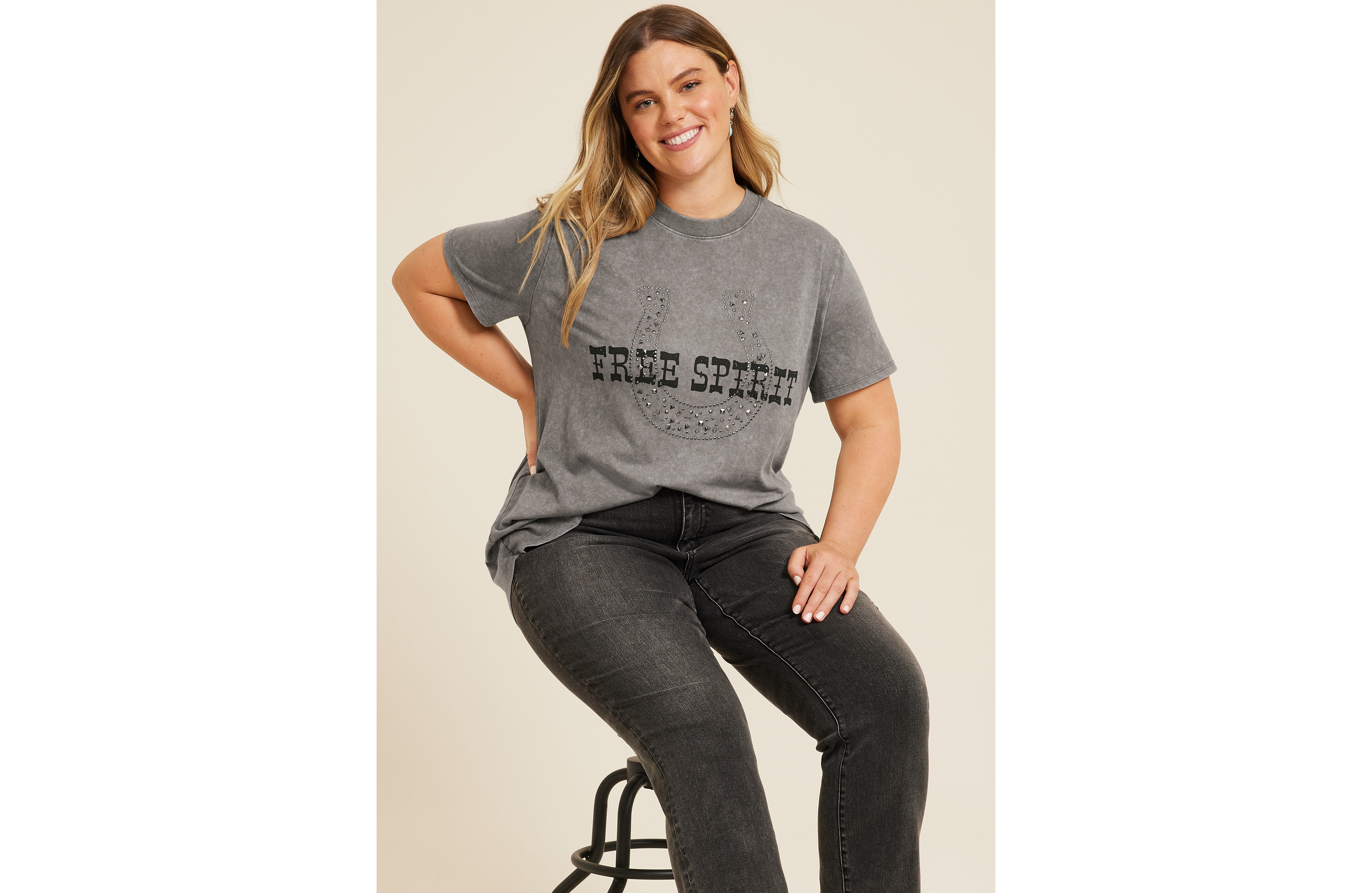 Plus Free Spirit Oversized Fit Graphic Tee