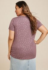Plus Size 24/7 Kennedy Polka Dot Crew Neck Tee, C2580, small