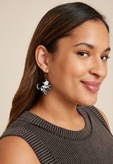 Skeleton Cat Drop Earrings, BLACK, small