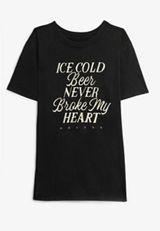 Ice Cold Beer Never Broke My Heart Oversized Fit Graphic Tee, C106, small