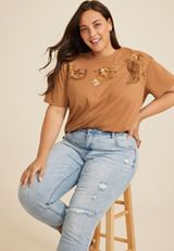 Plus Size Western Icon Relaxed Fit Graphic Tee, BUTTERSCOTCH, small