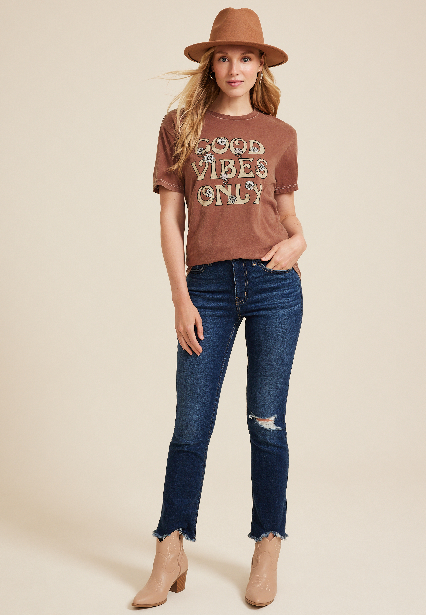 Good Vibes Only Relaxed Fit Graphic Tee, C4067, large