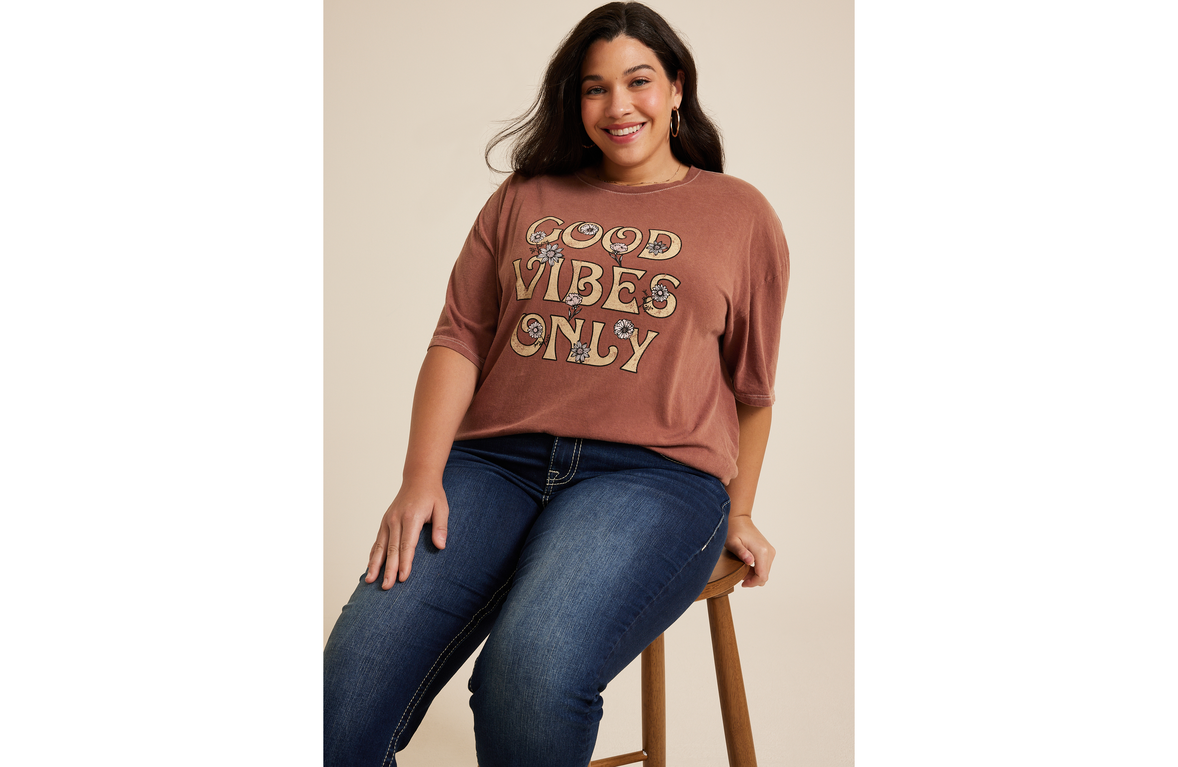 Plus Good Vibes Only Relaxed Fit Graphic Tee