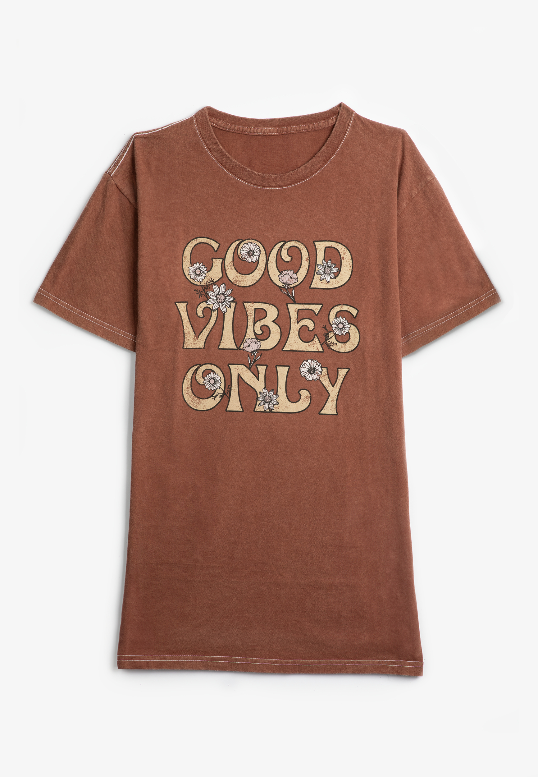 Plus Size Good Vibes Only Relaxed Fit Graphic Tee, C4067, large