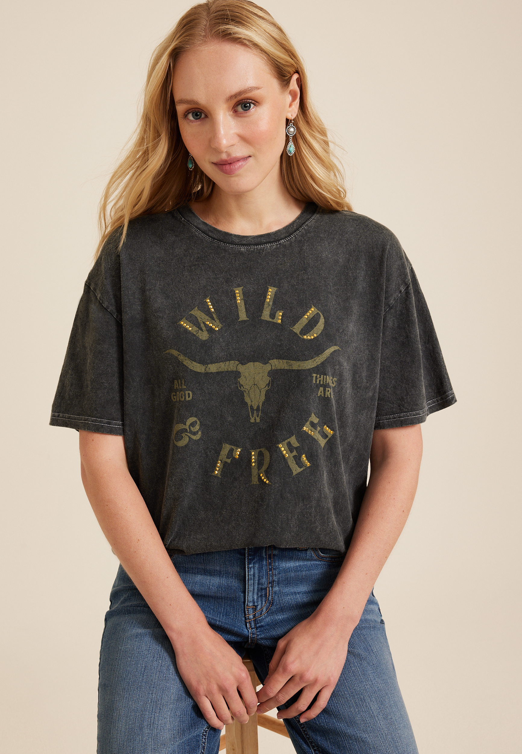 Wild And Free Relaxed Fit Graphic Tee