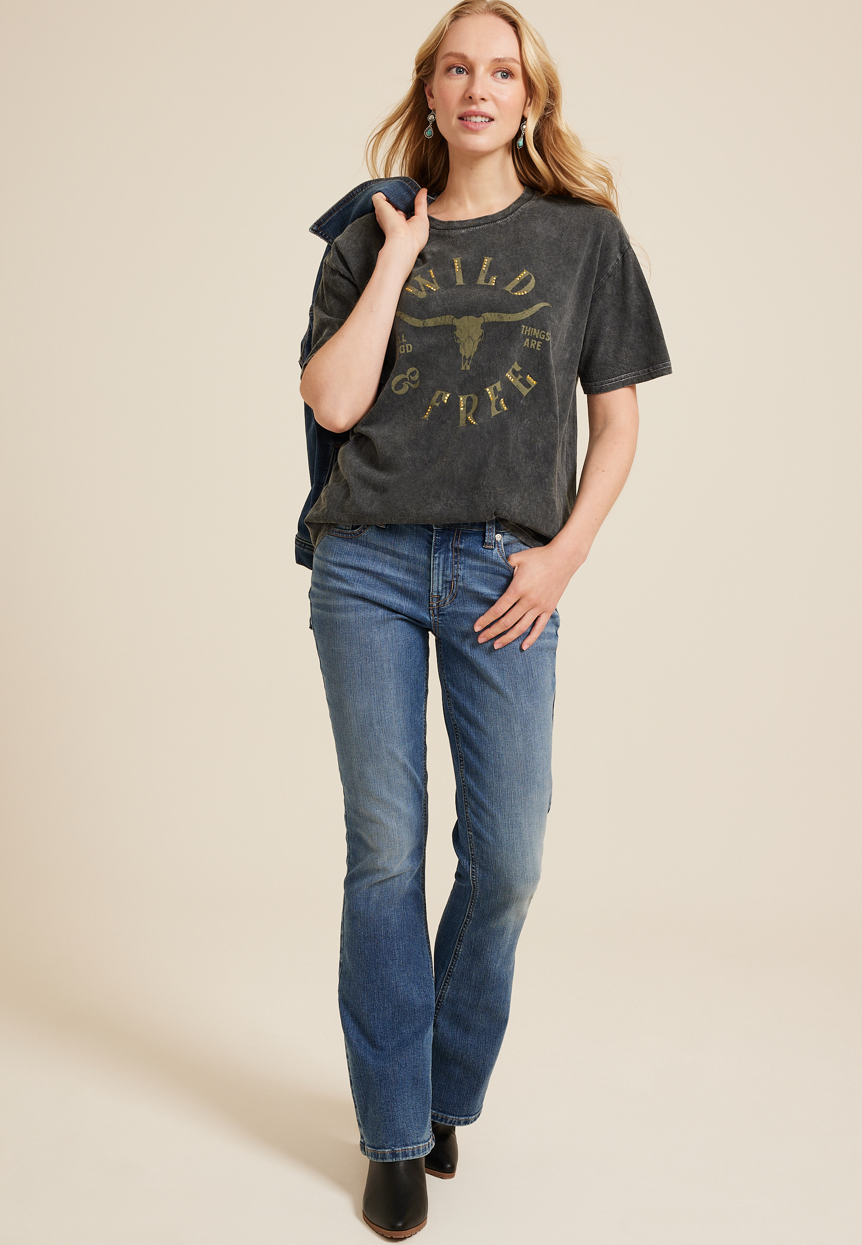 Wild And Free Relaxed Fit Graphic Tee, C106, large