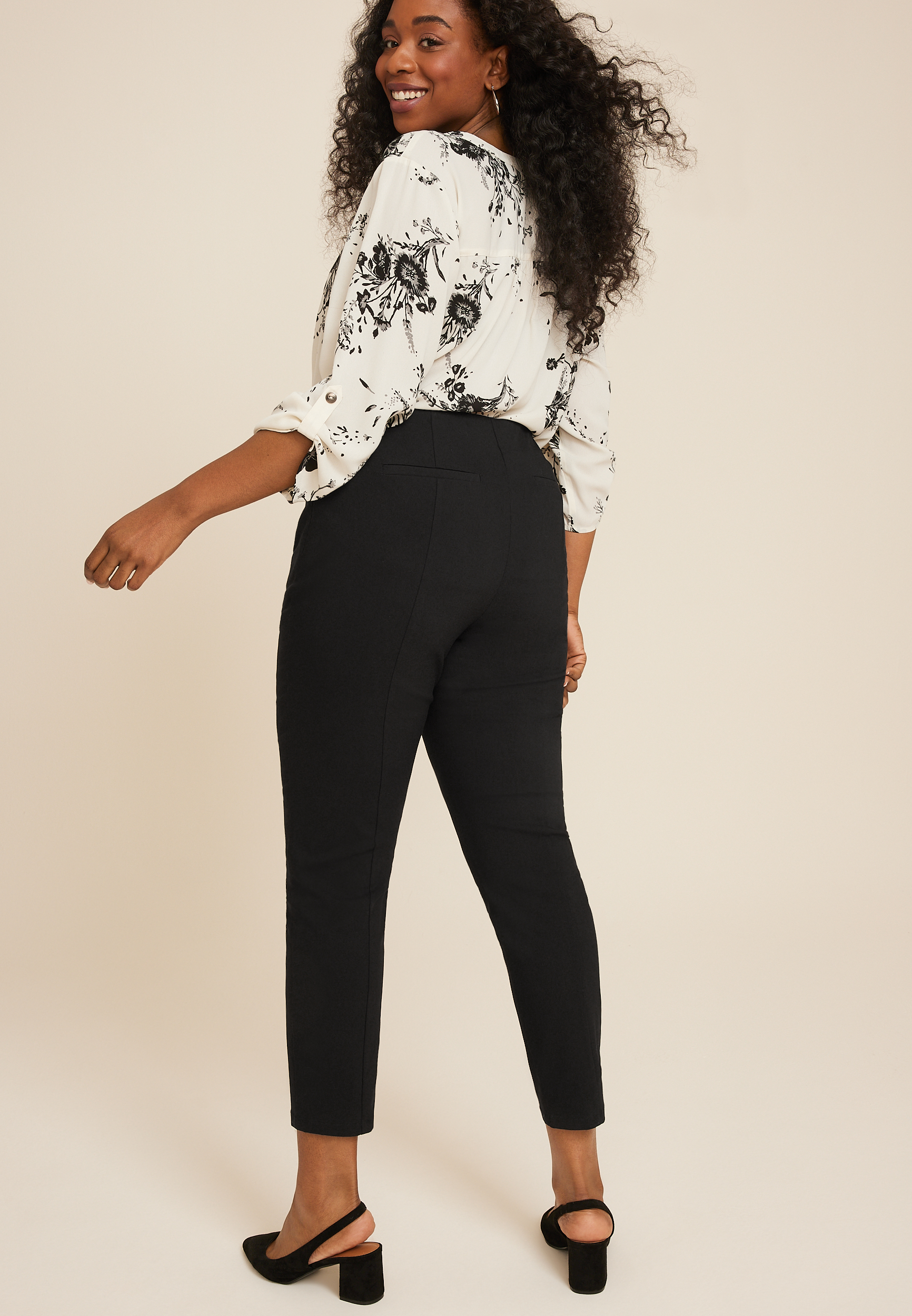 Plus Size Bengaline Mid Rise Side Zip Skinny Pant, BLACK, large