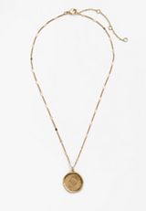 Gold Reversible Faith Coin Pendant Necklace, , small