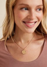 Gold Reversible Faith Coin Pendant Necklace, , small