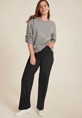 High Rise Luxe Wide Leg Pant, BLACK, small