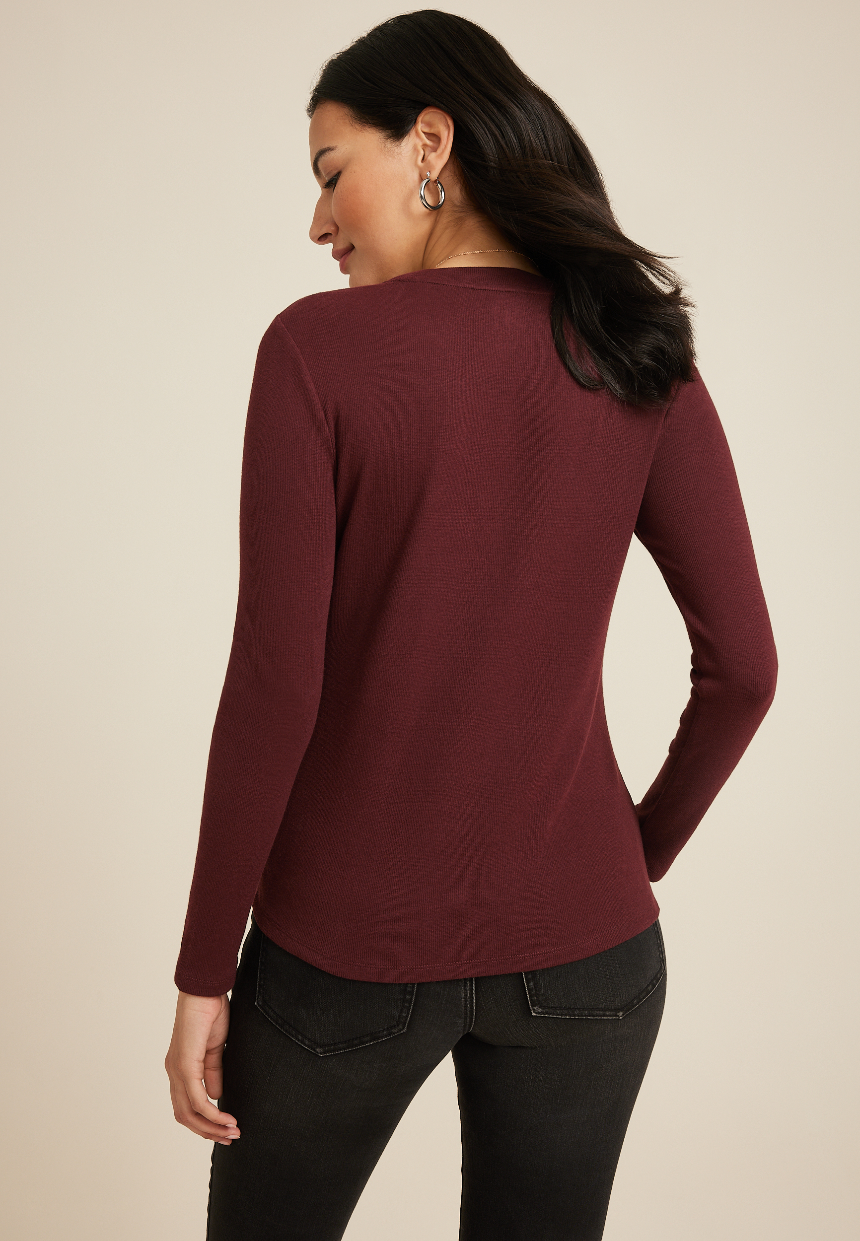 24/7 Ada Ribbed Long Sleeve Tee, C9735, large