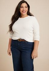 Plus Size 24/7 Ada Ribbed Long Sleeve Tee, C4673, small