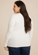 Plus Size 24/7 Ada Ribbed Long Sleeve Tee, C4673, small
