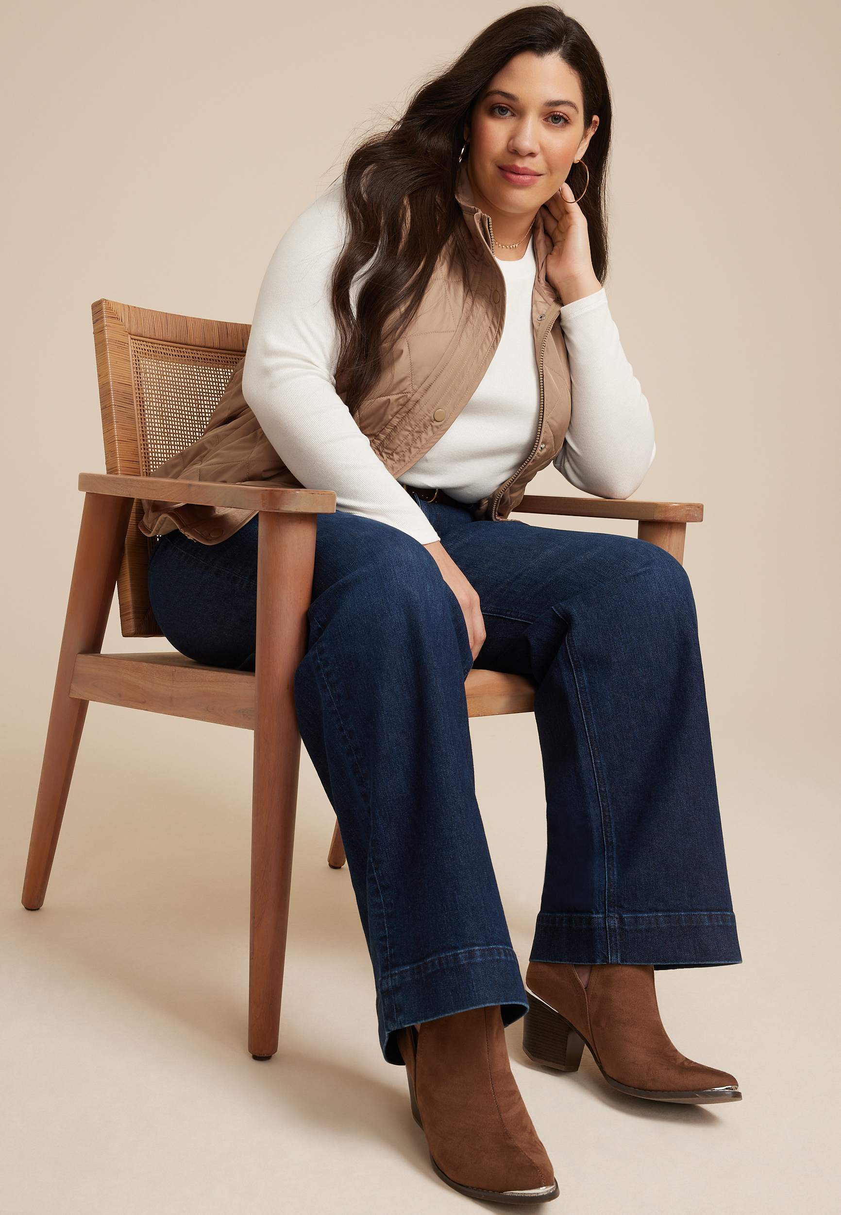 Plus Size 24/7 Ada Ribbed Long Sleeve Tee, C4673, large