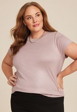 Plus Size 24/7 Kennedy Metallic Crew Neck Tee, C211, small