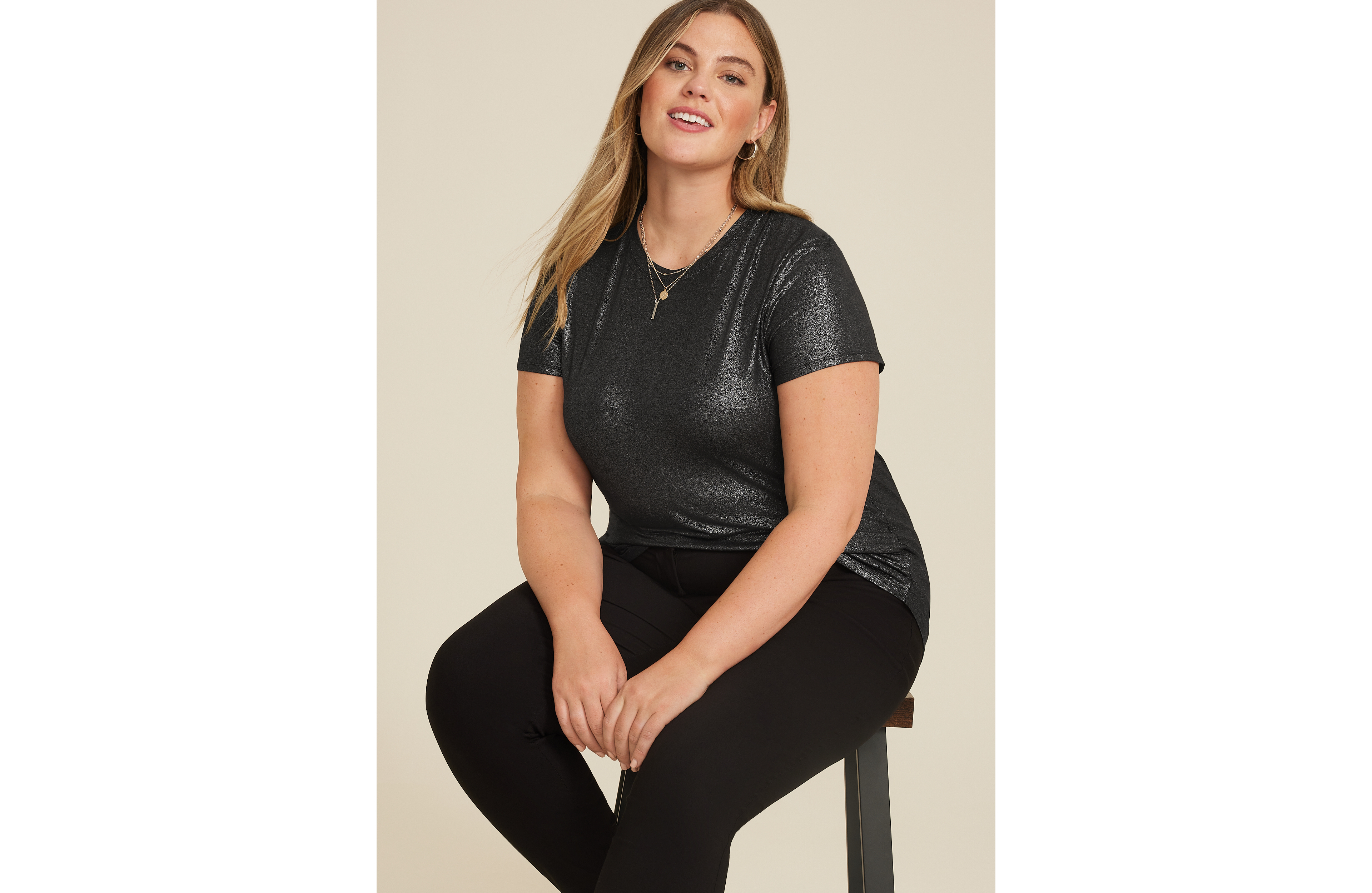 Plus 24/7 Kennedy Metallic Crew Neck Tee