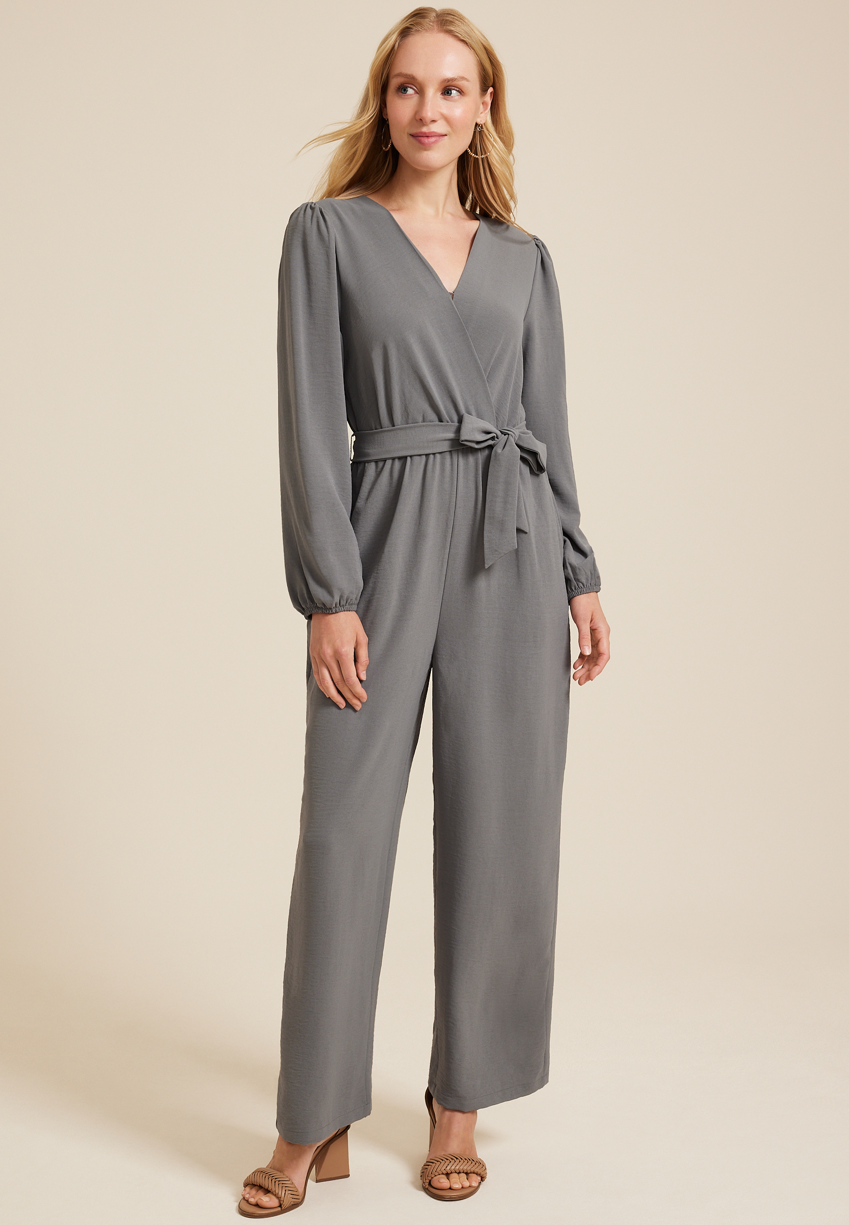 Surplice Tie Waist Jumpsuit