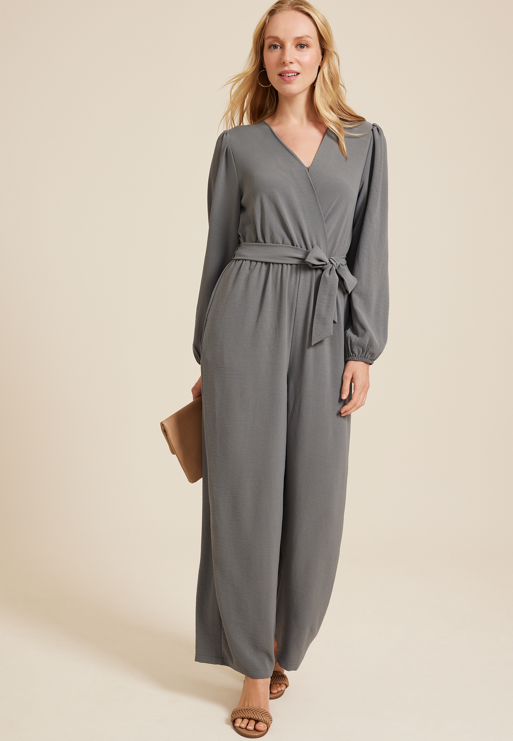 Surplice Tie Waist Jumpsuit, C9768, large