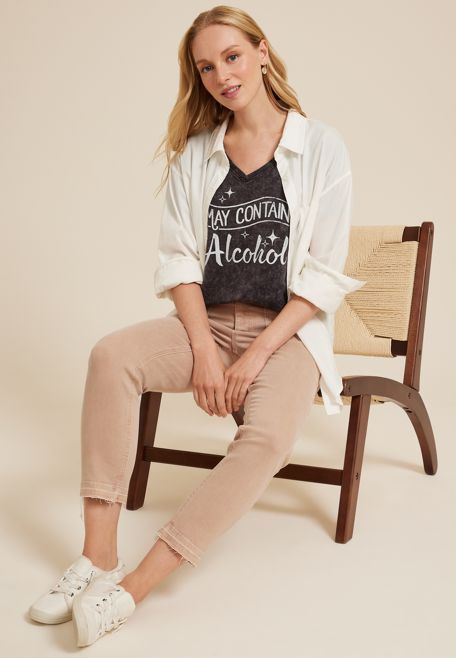 May Contain Alcohol Graphic Tee, BLACK, large