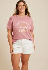 Plus Size Have A Little Faith Relaxed Fit Graphic Tee, C3343, small