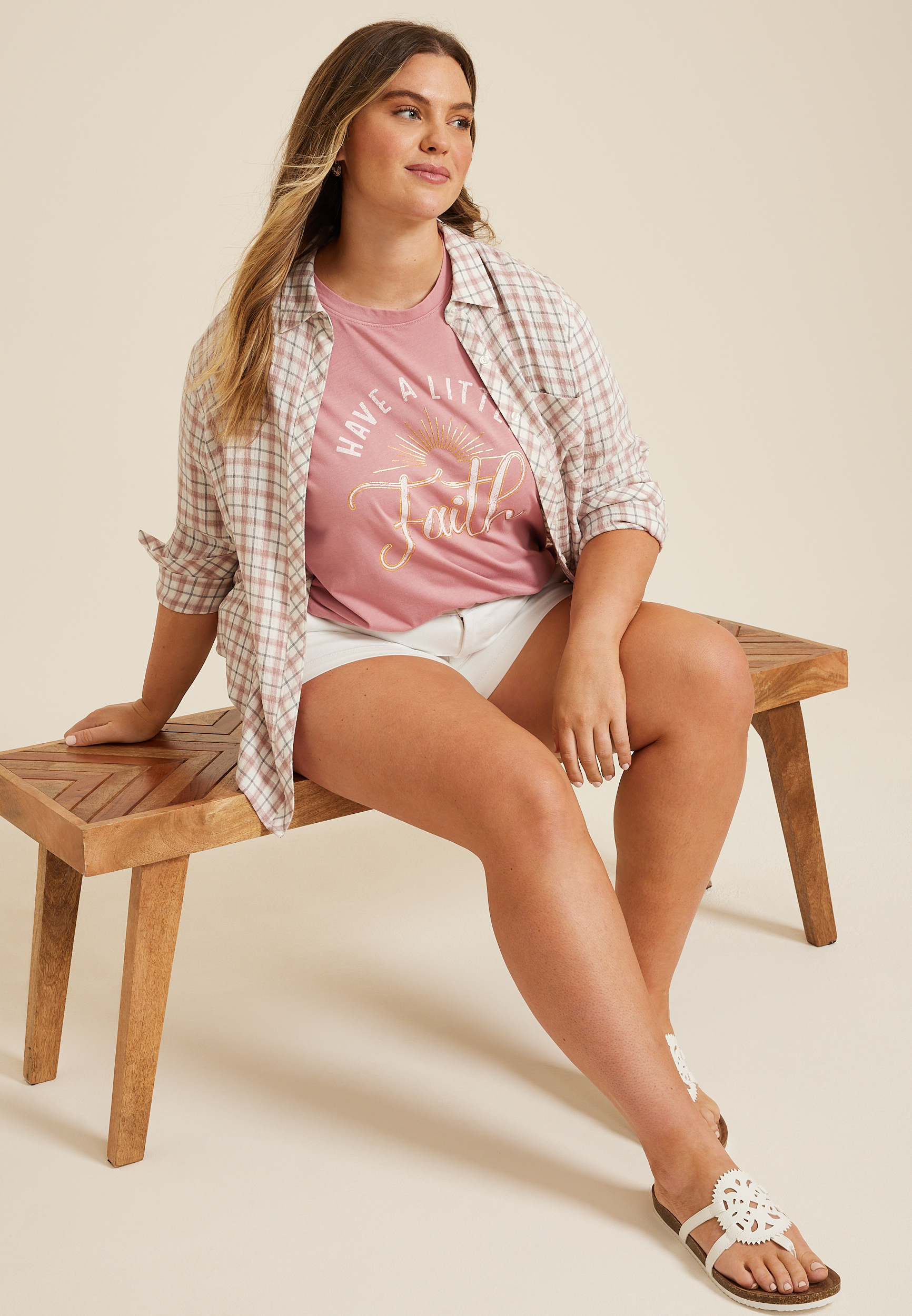 Plus Size Have A Little Faith Relaxed Fit Graphic Tee, C3343, large