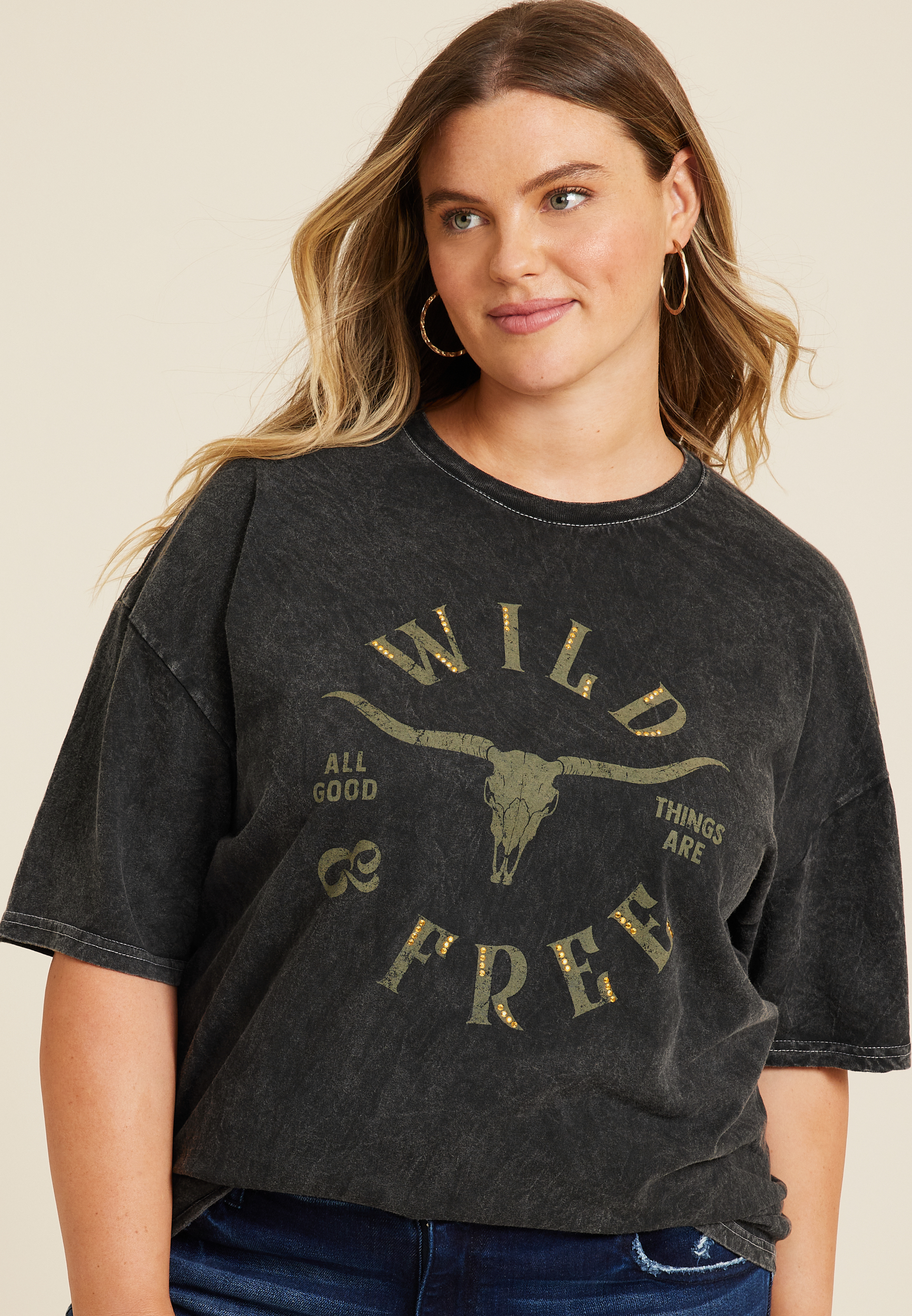 Plus Wild And Free Relaxed Fit Graphic Tee