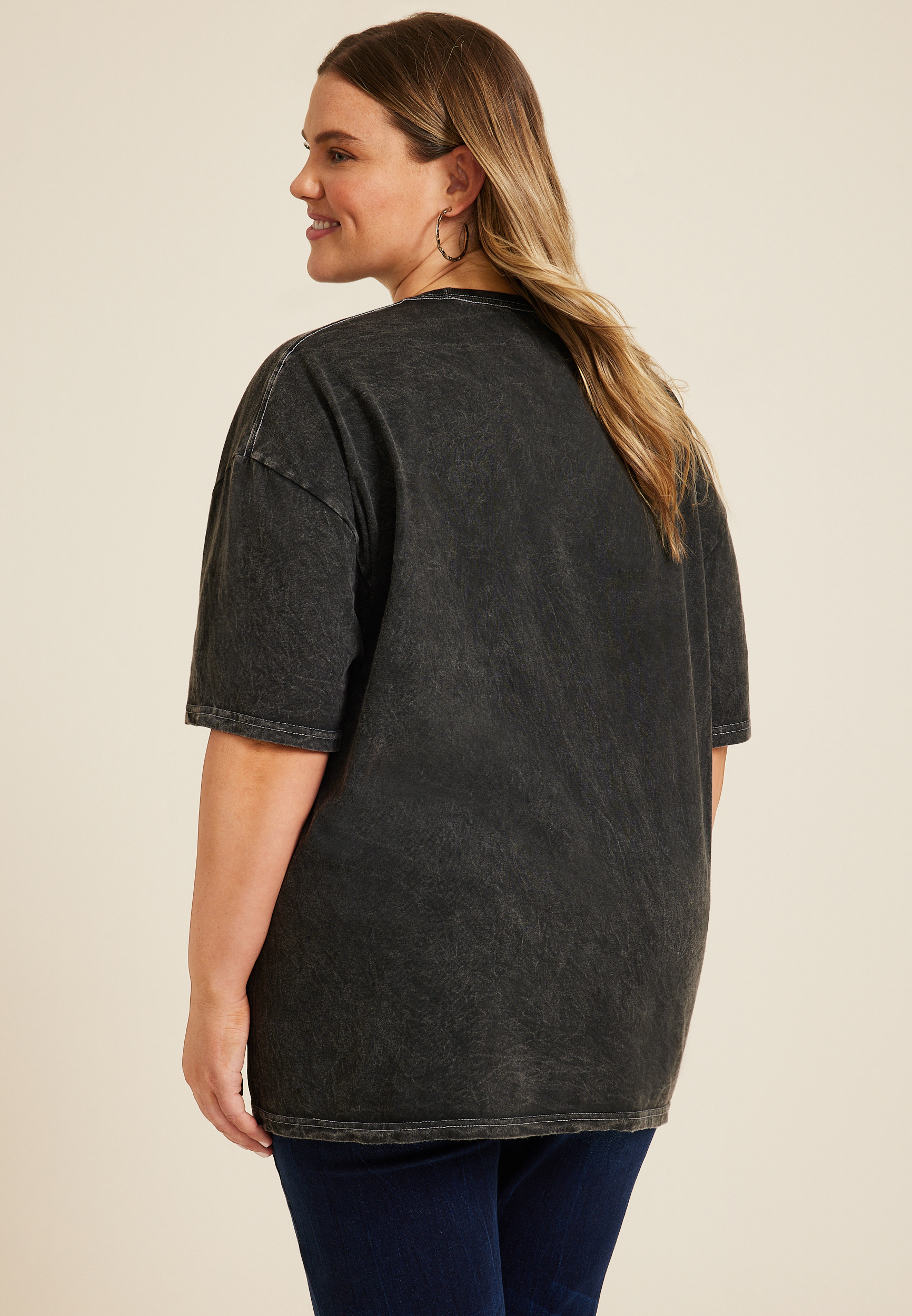 Plus Size Wild And Free Relaxed Fit Graphic Tee, BLACK, large